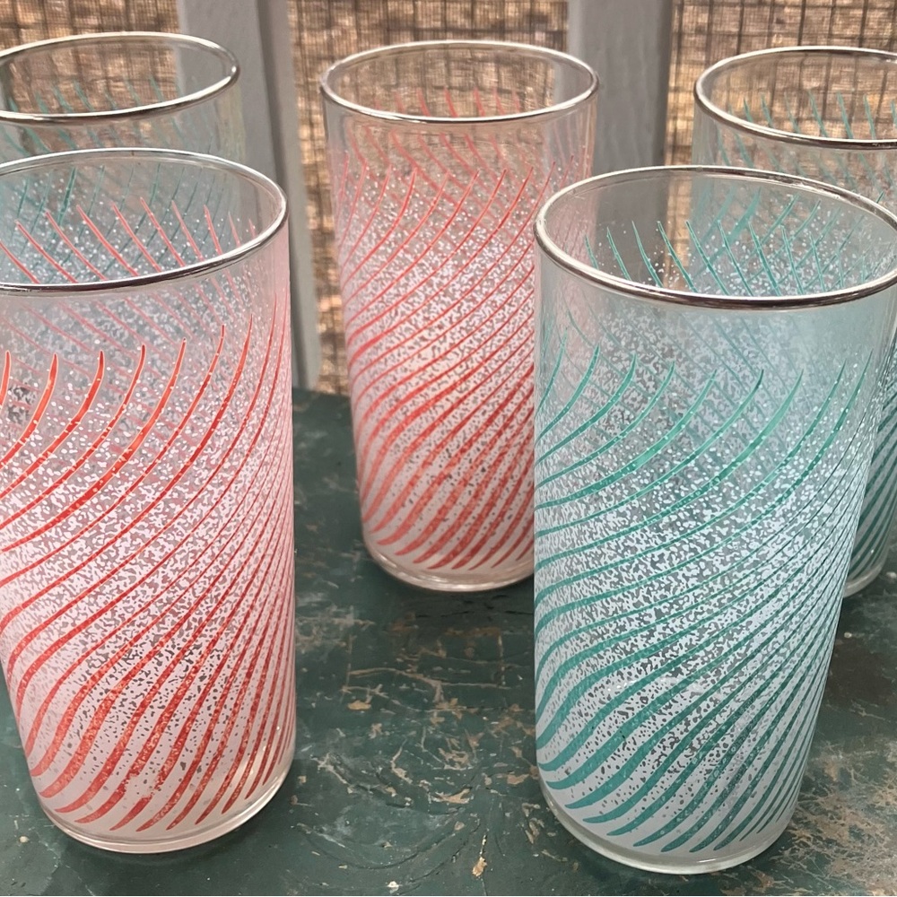 Set of 5 Hazel Atlas MCM Swirl Glasses